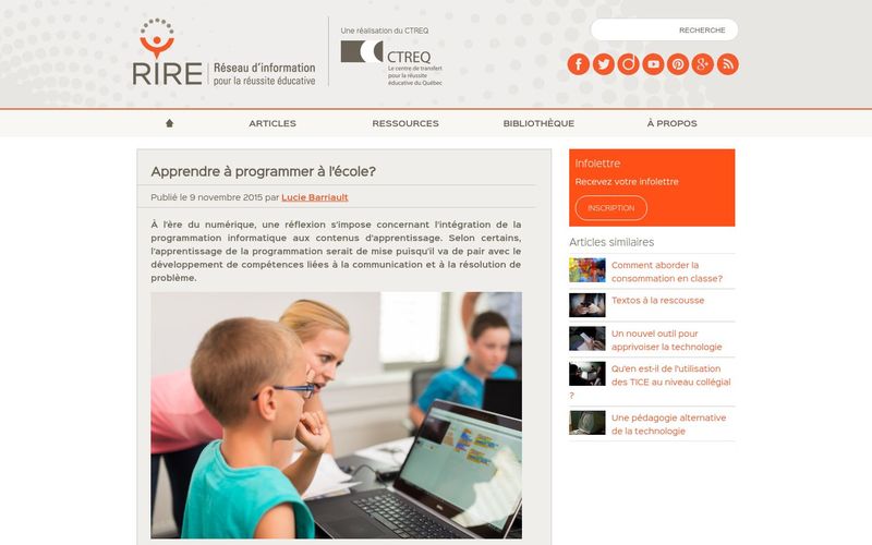 Apprendre à programmer à l'école? — RIRE